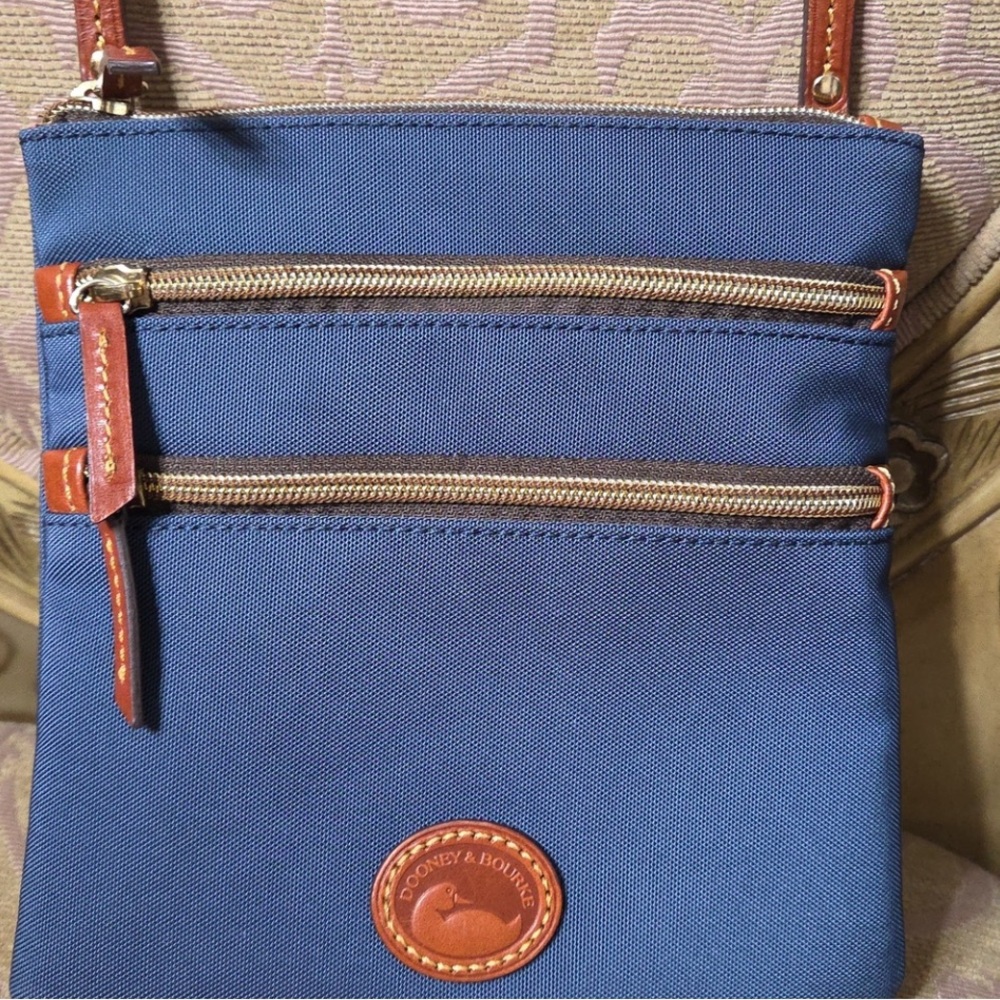 Dooney & Bourke Denim Bluish and Brown Trim Crossbody Bag    EUC - Picture 3 of 6